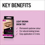 Schwarzkopf Brow Tint Light Brown, Permanent Eyebrow Colour for up to 10 Applications, Lasts up to 4 Weeks and Covers Grey Hairs, Waterproof & Smudge-proof, Vegan Formula, 10 ml