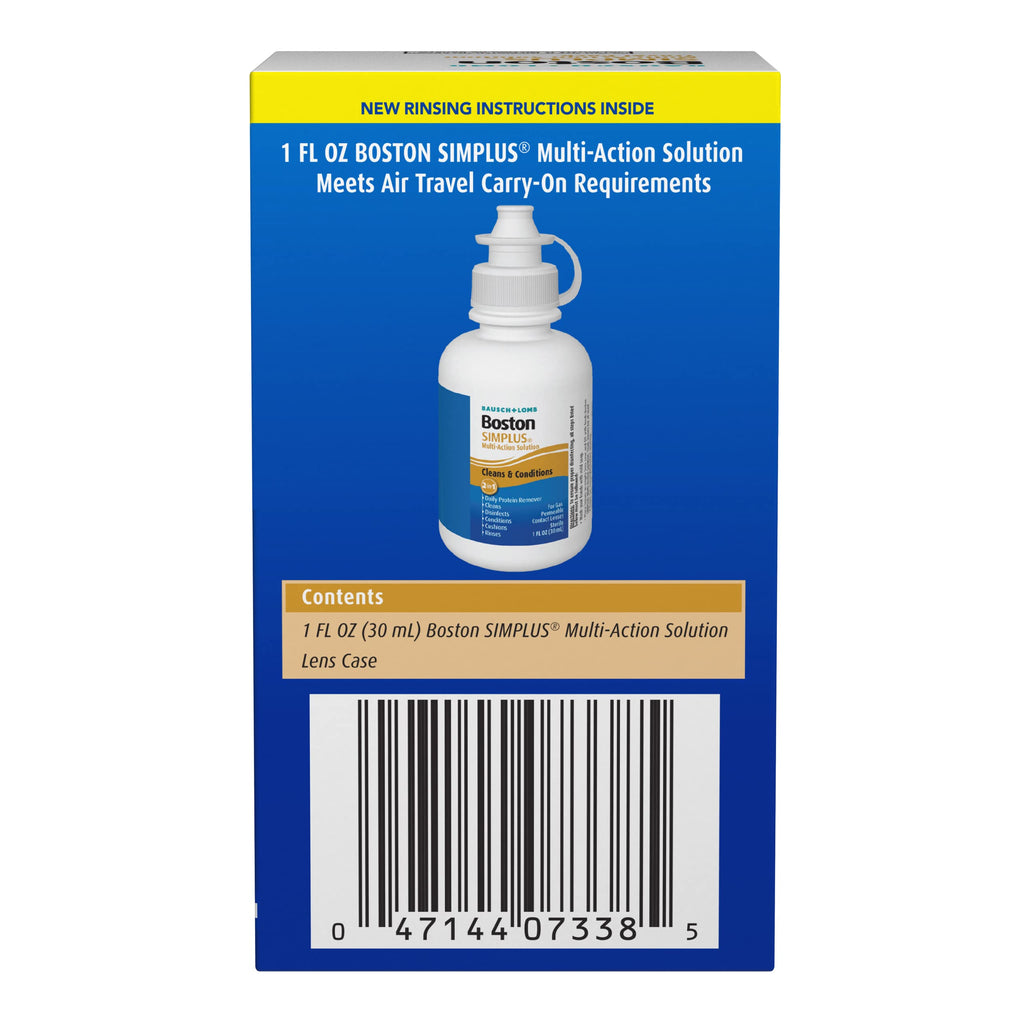 Boston SIMPLUS Multi-Action Solution Travel Kit and Lens Case - from Bausch + Lomb, 1 fl oz (30 mL), Contact Lens Case Included (Pack of 3)
