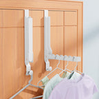 2 Pack Heavy Duty Over the Door Hanger, Compact Foldable Over Door Hook, Portable Compact Over Door Drying Rack for Laundry, Metal Over the Door Clothes Hanger, Rustproof & Waterproof (White)