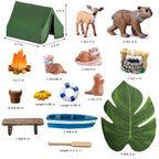 QuarenDen Miniature Garden Accessories, 32 Pcs, Model Scenery Kit, Forest Animal Figures with Model Trees Craft Grass for DIY Crafts, Micro Landscape Decoration