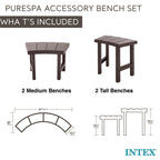 Intex Set of 4 PureSpa Benches, 2 Medium and 2 Tall Bench Accessories Compatible with Inflatable Hot Tub 4 Person Spas (Bench Accessories Only)