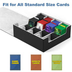 Mlikero Card Deck Case, 2400+ Trading Card Storage Box with 10 Colorful Dividers and 4 Foam Stoppers, Leather Magnetic Closure Commander Deck Box Fit for MTG, TCG (4 Rows, Black&Grey)