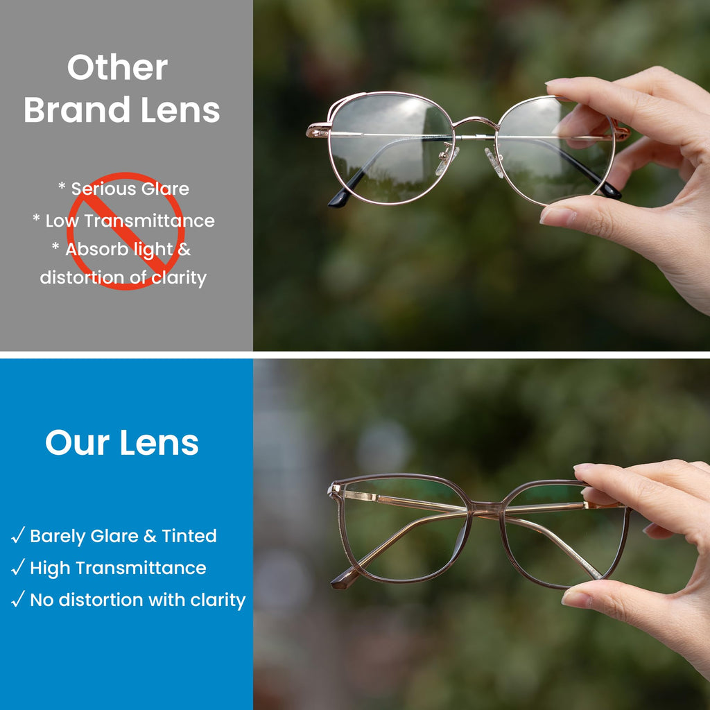 GUDVUE Blue Light Glasses For Woman, Computer Reading/Gaming/Phones Glasses, Anti Glare/UV400/Eye Strain, Cat Eye, Champagne