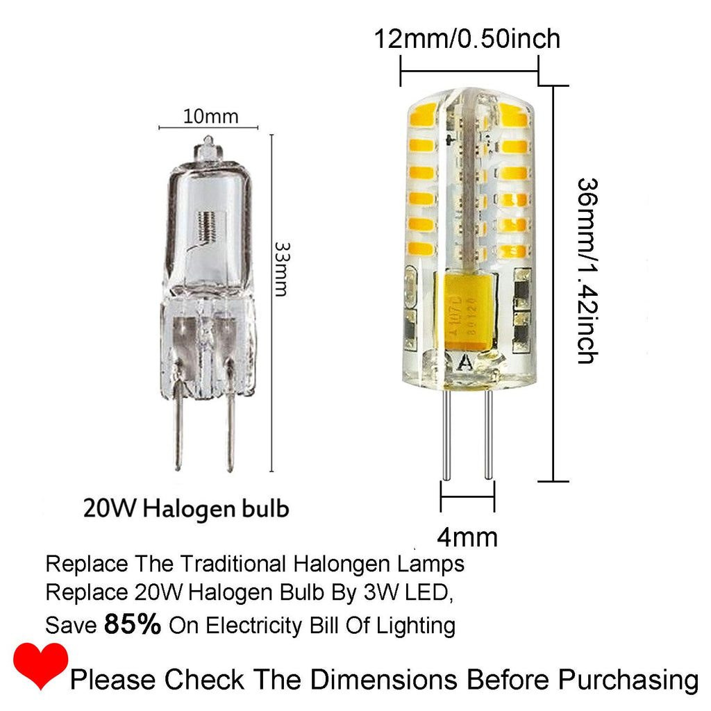 Rayhoo G4 LED Bulb 1.5 Watt AC DC 12V/10-20V Non-dimmable, 24 LED Light Bulb, 6pcs, Warm White