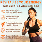 MXCZBSM 2 Bag Vitamin D3 K2 Supplement Softgel, Vitamin D3 K2 Softgel with 10000 IU Supports Immune, Heart, Teeth & Bone Health, Free of GMO, Gluten, Soy