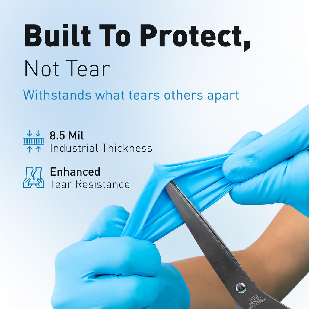 Raxwell Nitrile Dishwashing Gloves - Waterproof Gloves - Heavy Duty Dishwashing Protection - Extended Cuff Long Rubber Hand Cover - Small, Blue, 50 Count