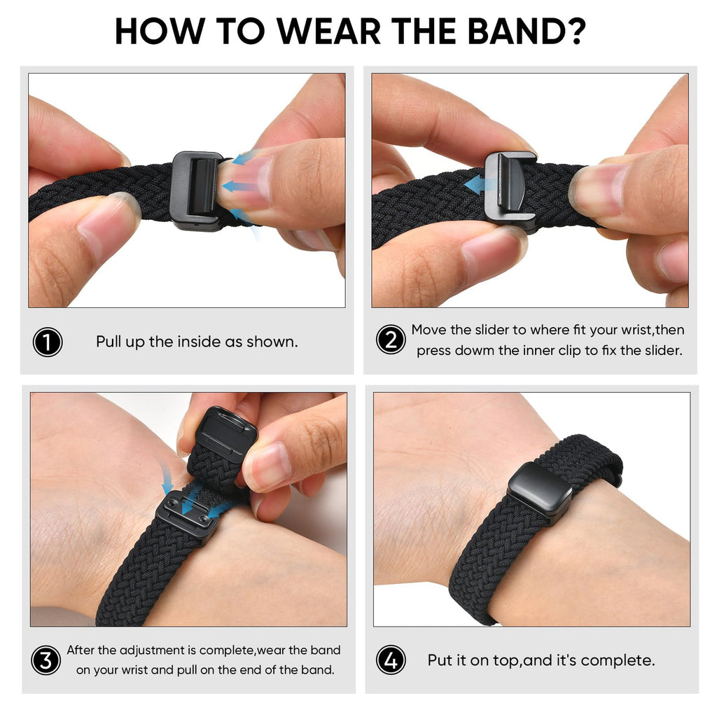 VNOX Medical Alert Id Bracelet for Men Women, Adjustable Customizable Stretchy Rope Emergency Survival Medic Bracelets Wristband Loop Band with Removeable Tag,Black