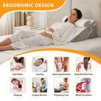 Ruqmuis 3PCS Wedge Pillow Set for After Surgery, Adjustable 9&12 Inch Bed Wedge Pillow for Sleeping, Incline Pillow Wedge for Headboard, Post Surgery, Acid Reflux, Neck&Back Support, White/Grey