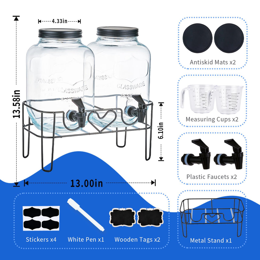 1 Gallon Liquid Laundry Detergent Dispenser with Stand, Glass Laundry Soap Dispenser, Glass Jars for Laundry Room Organization and Storage, Liquid Detergent, Fabric Softener