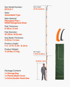 VEVOR Manual Pole Saw, 7.3-27 ft Extendable Tree Pruner, Sharp Steel Blade High Branches Trimming, Manual Branch Trimmer with Lightweight 8 Fiberglass Handles, for Pruning Palms and Shrubs