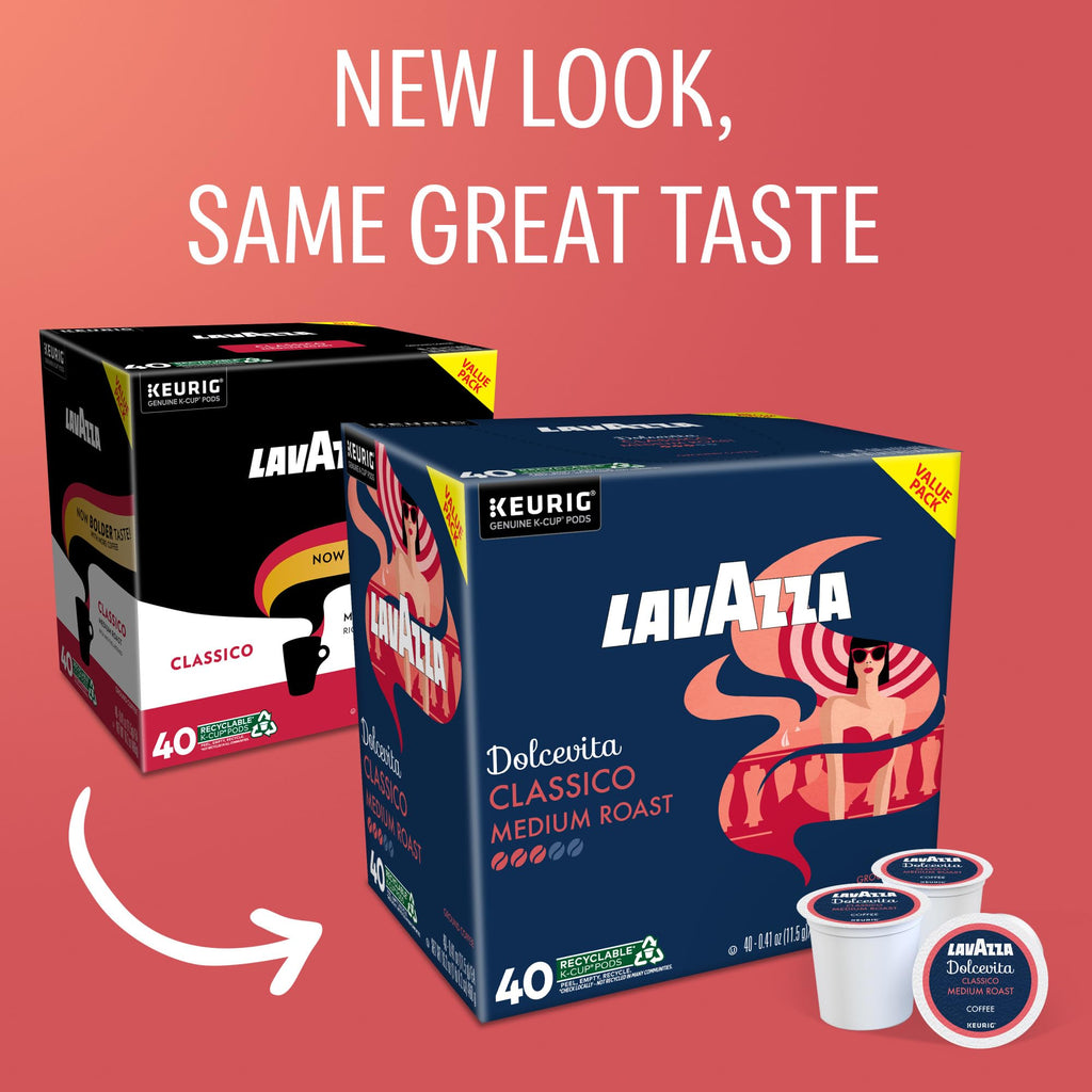 Lavazza Dolcevita Classico, Single-Serve Keurig K-Cup Pods, Medium Roast Coffee, 40-Count Box