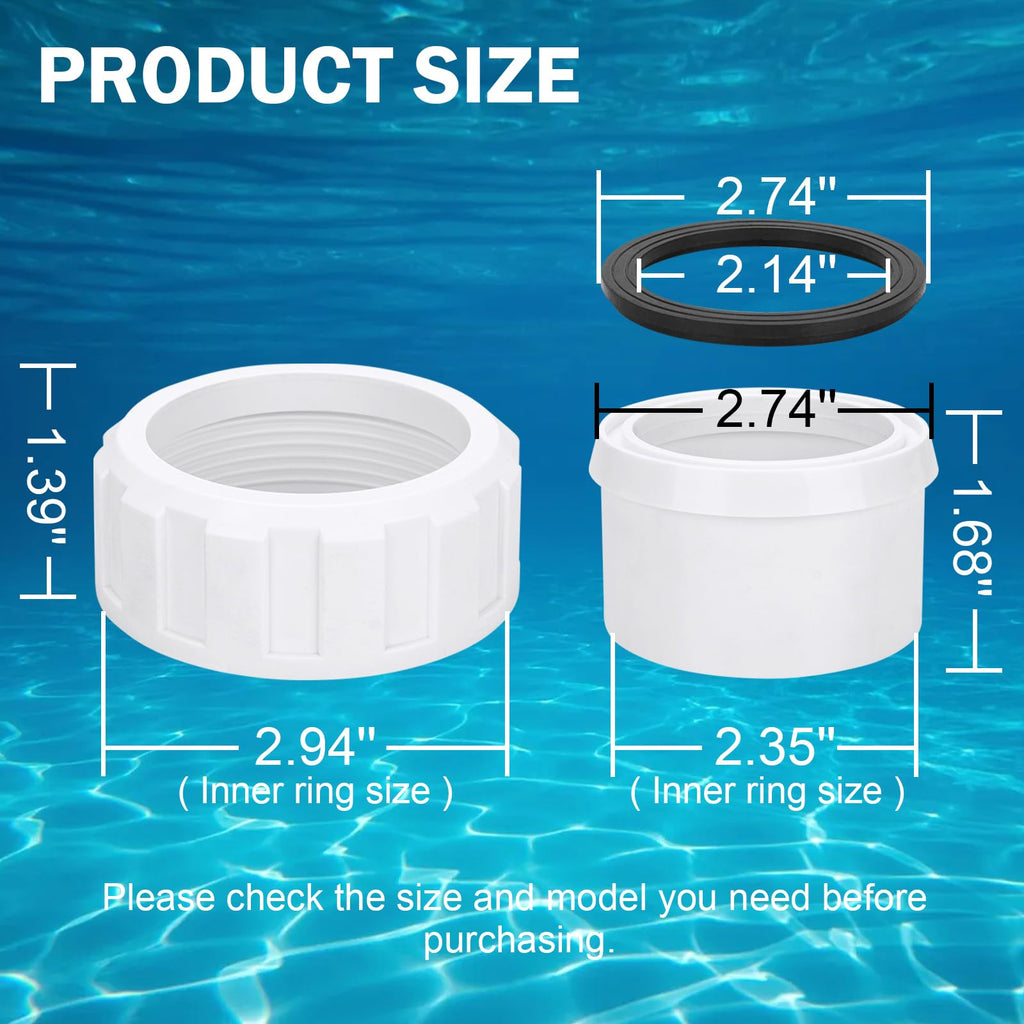 Salt Cell 2" Union Connector Kit Replacement for Hayward Salt Chlorine Generator, GLX-Cell-Union for Hayward AquaRite turbo cell T-3 T-15 Union, for Hayward Salt Cell Coupling Pool and Spa Pump Part