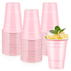 LANLISA 100 Light Pink Plastic Cups, 16 oz Disposable Cups, Drinking Cups For Party Supplies