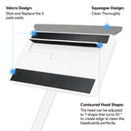 Baseboard Cleaner Tool with Handle, DELUX Baseboard Cleaner with Extendable Long Handle, 4 Reusable Cleaning Pads Wall Cleaner for Baseboards Cleaning, Ceiling, Wall, Floor, Shower Bathroom Kitchen