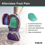 Tuli's Heavy Duty Heel Cups, Shock-Absorbing Cushion Insert for Plantar Fasciitis, Sever’s Disease, and Heel Pain, Green, 2 Pairs, Large