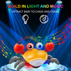 Plnmlls Crawling Crab Baby Toy - Tummy Time Toys-with Music and LED Light,Built-in Rechargeable Battery and Volume Can be Turned Off for 0-6 6-12 12-18 36 Months Walking Toddler Birthday Gift(Orange)