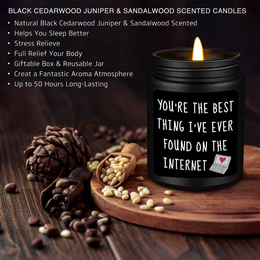 Homsolver Gifts for Boyfriend, Him, Husband, Men, Funny Anniversary Birthday Christmas Valentines Romantic Gifts for Him, Boyfriend, Black Cedar Juniper Sandalwood Candle