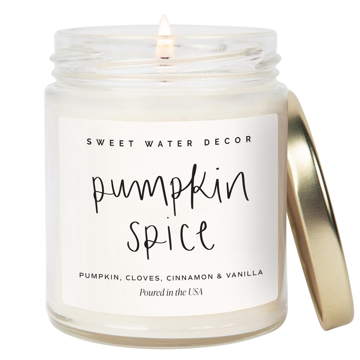 Sweet Water Decor Pumpkin Spice Candle, Thanksgiving & Halloween 9oz Decor