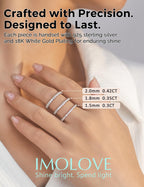 IMOLOVE Lab Grown Diamond Wedding Bands for Women, 0.42 Carat Eternity Rings in 18K White Gold Plated Sterling Silver Size 6.5