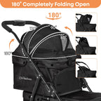Double Pet Stroller for Dogs and Cats,Cat Strollers for 2 Cats,Double Dog Stroller for 2 Small Medium Dogs,4 Lockable Wheels/Lightweight/Folding, Black
