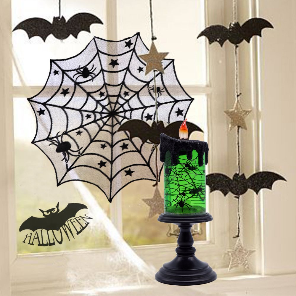 Eldnacele Spider Halloween Snow Globe Flameless Candle Battery Operated