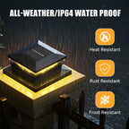 Solar Post Cap Lights,Fence Post Solar Lights 8 Pack, Waterproof Outdoor Light for Garden Deck Patio, Black Deck Posts Light with 2 Color Modes,For 4x4 5x5 6x6 Wooden/Vinyl/Aluminium Posts