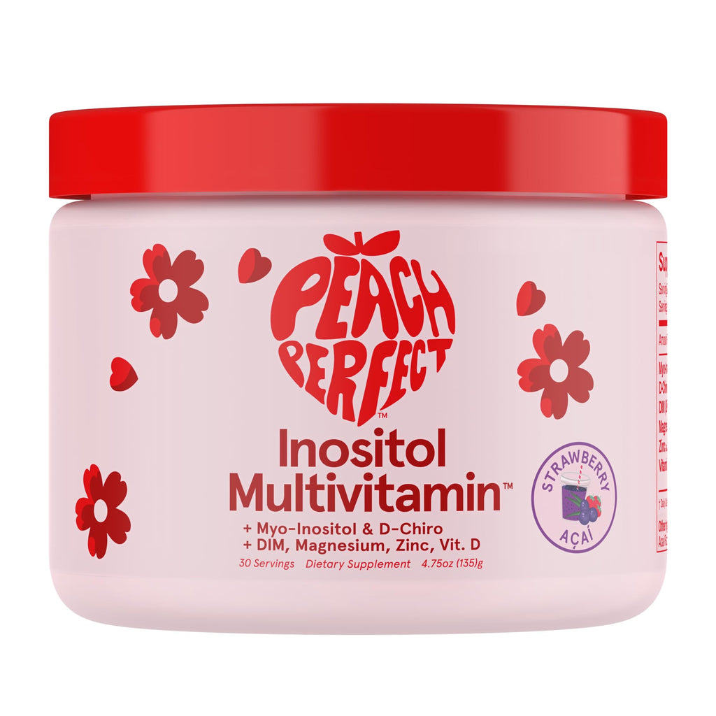 Peach Perfect Inositol Powder Multivitamin, Strawberry Acai Flavor – 3 – Supports Women’s Health, 30 SVG