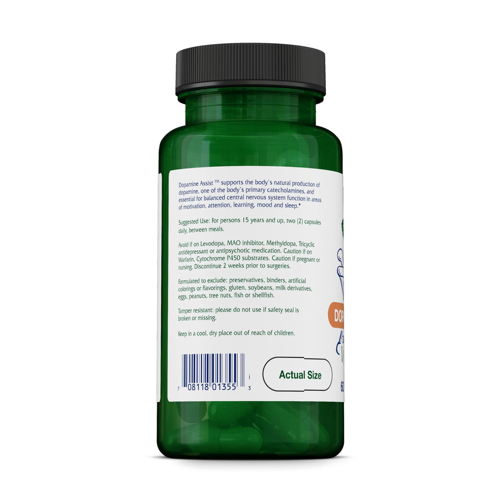 Vitanica Dopamine Assist - Neurotransmitter Support Supplement with Green Tea & Tyrosine & Vitamin B6 - Supplement with Mucuna Pruriens & Folate - Vegan - 60 Capsules