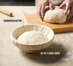 Banneton Bread Proofing Basket, Kook, Sourdough Proofing Bread Basket, Bread Banneton Proofing, Artisan Sourdough Making Baskets, 9 Inch Rattan Baskets and Cloth Liners, Set of 2, Round