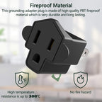 JACKYLED 3 Prong to 2 Prong Grounding Adapter Wall Outlet Converter, 2 Prong Power Adapter Fireproof Material 392℉ Resistant Heavy Duty for Household, Electrical, Indoor Use Only, Black, 10 Pack