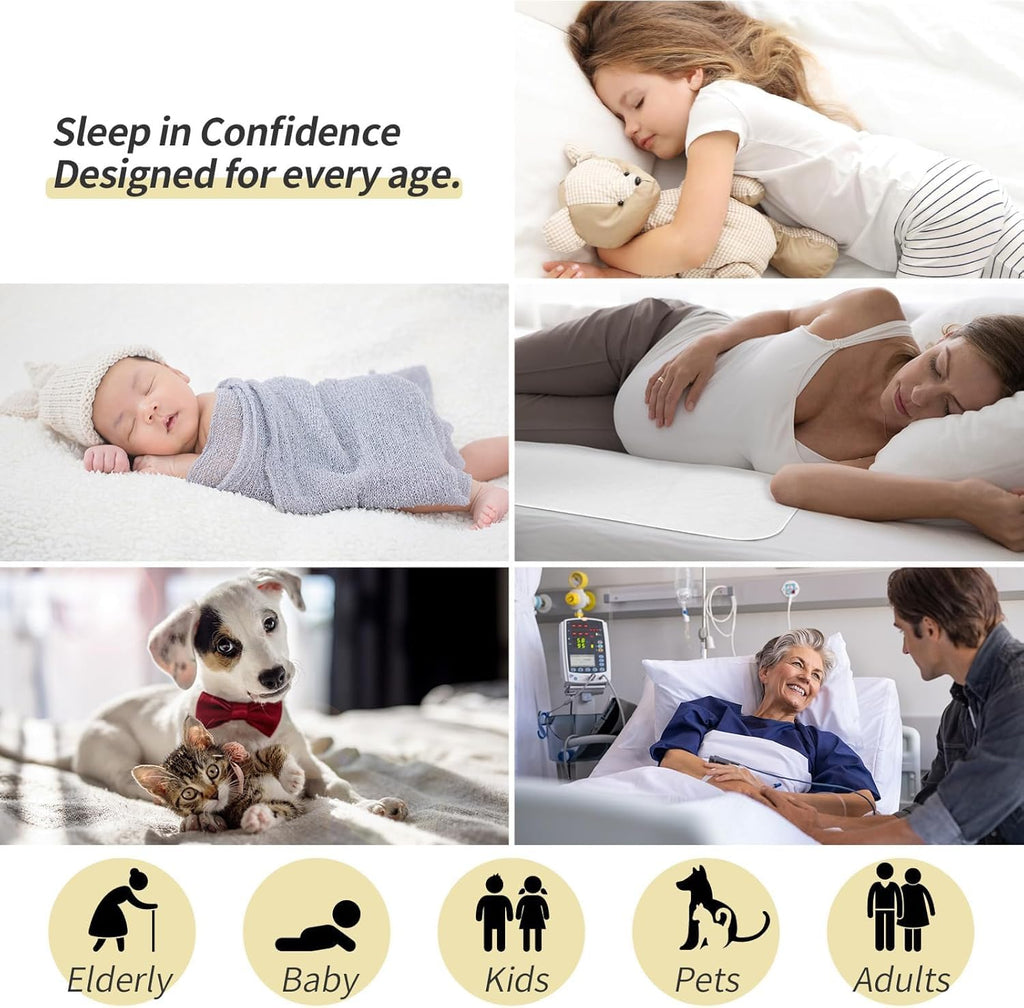 CoolShields Waterproof Bed Pads Incontinence Washable Reusable Bedwetting Mattress Protector Pad for Kids, Adults, Elderly, and Pets 34'' x 72'' (1 Pack)