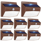 Peasur Solar Outdoor Lights, [8 Packs] Motion Sensor Security Lights with 3 Lighting Modes Wall Lights Waterproof Solar Powered Lights for Garden Yard, Brown