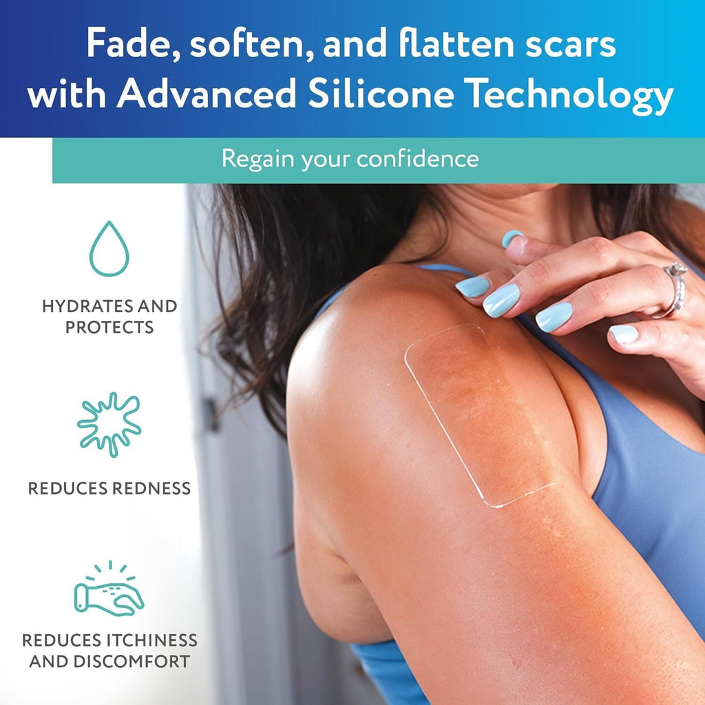 ScarAway Advanced Clear Silicone Scar Sheets, Medical Grade Silicone Strips (1.5" x 3") Scar Treatment and Prevention for Surgical, Burn, Body, Hypertrophic & Keloid Scar Treatment, 6 Clear Sheets