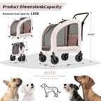 EchoSmile 4 Wheels Pet Stroller, Dog & Cat Stroller for All-Season, Lightweight Carrier with Storage Basket, Adjustable Handle, Removable Pad, Breathable Mesh, Up to 135 lbs, Pink