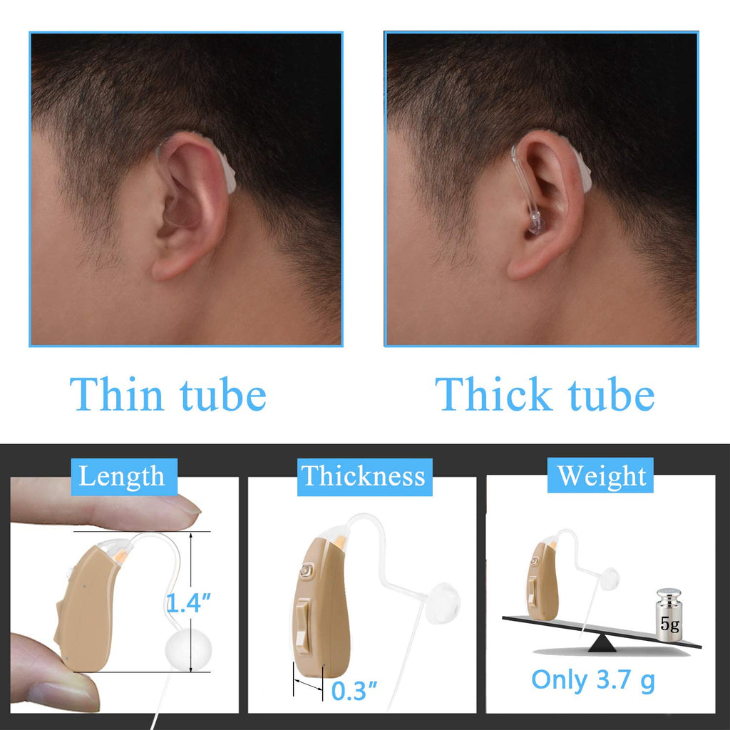 Banglijian Hearing Aid Rechargeable Hearing Amplifier, Digital Noise Cancelling to Aid and Assist Hearing, for Adults and Seniors, Latest Upgrade （One Unit, Preassembled with Left Slim Tube)