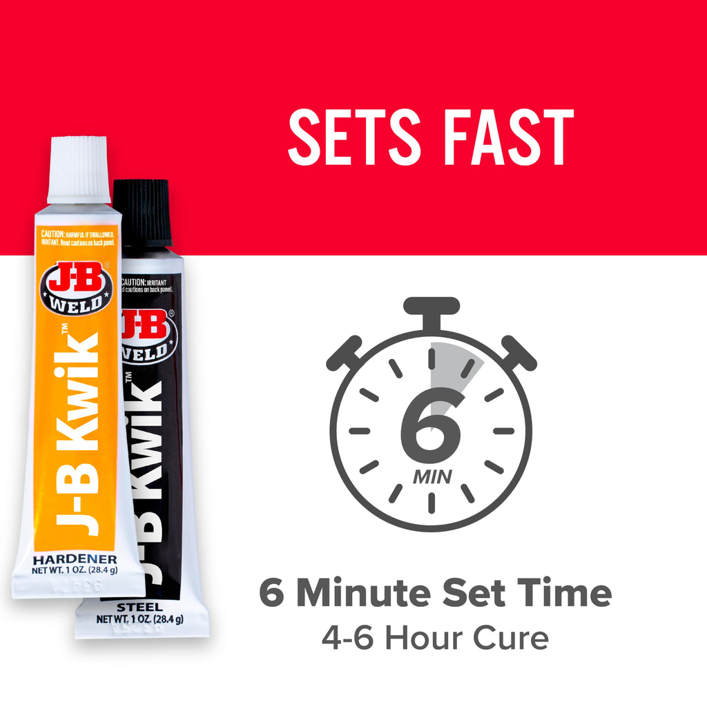 J-B Weld KwikWeld, 6 Minute Set Epoxy, Steel Reinforced Epoxy, High Strength - 2 Pack, Dark Grey (8276-2)