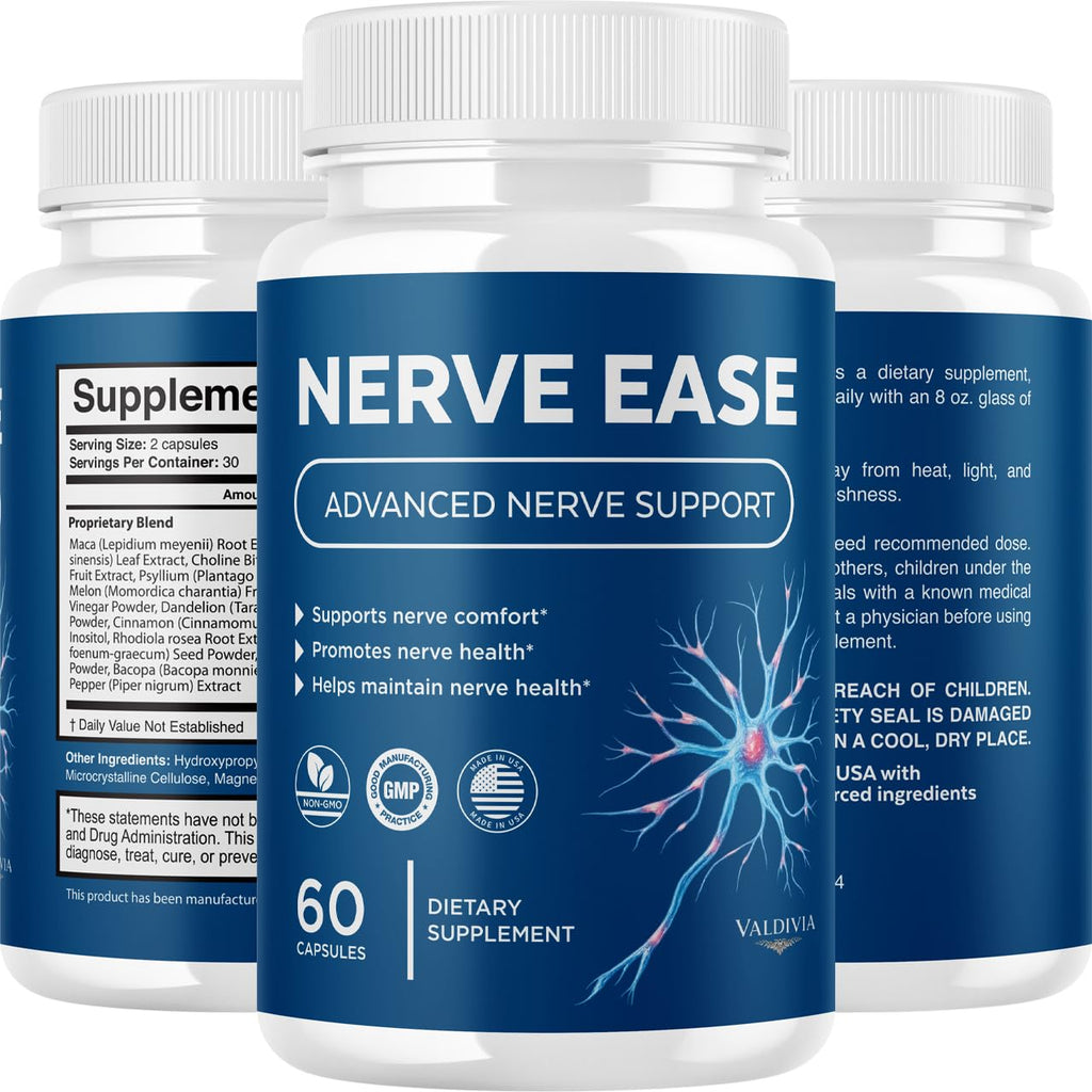 Valdivia (5 Pack) Nerve Ease Capsules - Official NerveEase Supplement, Premium Formula, Natural Vitamins for Health & Wellness - 300 Capsules for 5 Months