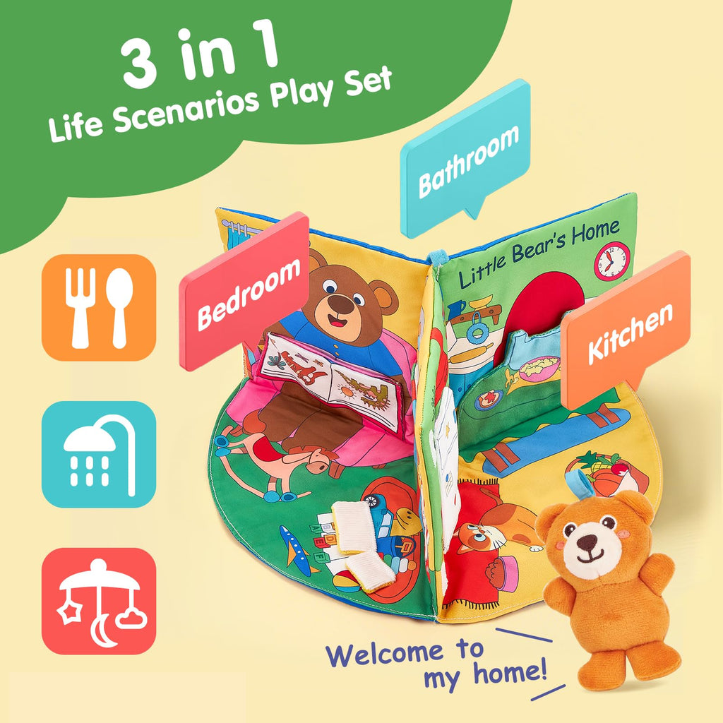 hahaland Baby Book for 1 Year Old - Touch and Feel Soft Activity Books Tummy Time Baby Toy 6 9 12 18 Months Interactive Book for Babies 6-12 Month on Airplane Christmas Birthday Gift Stocking Stuffers