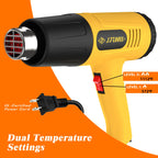JFTOOIS Heat Gun 572&1112℉ Dual Temperature Control Rapid Heating Heavy-Duty Hot Air Gun Kit, Includes 4 Nozzles, Suitable for Crafts, Heat Shrink PVC, and Paint Removal(JF-2001W)