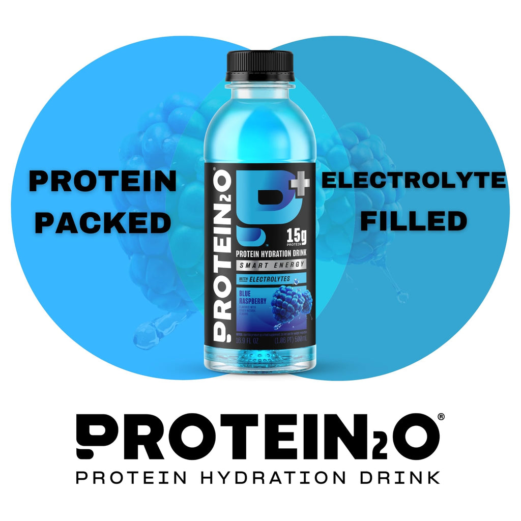 Protein2o 15g Whey Protein Isolate Hydration Drink Plus Energy & Focus, 350mg of Electrolytes, Vitamins B5 & B6, Sugar Free, Energy Variety Pack, 16.9 oz Bottle (Pack of 12)