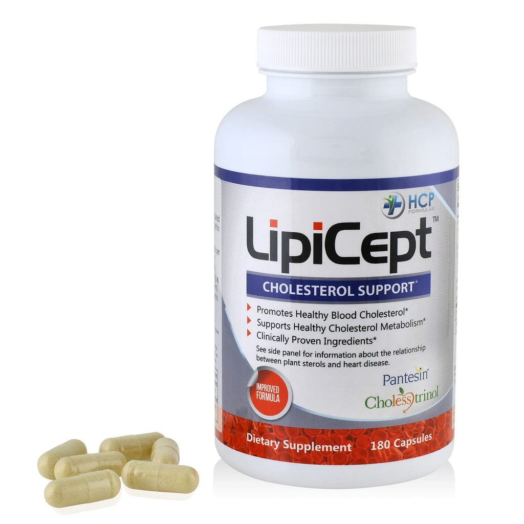 HCP Formulas - LipiCept - Natural Cholesterol Support Formula with Plant Sterols - Maintain Healthy Cholesterol Levels Already Within a Normal Range - Vegetarian - Dietary Supplement - 180 Caps