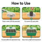Seed Starter Tray with Peat Pellets, Green Seeding Starter Trays for Plants