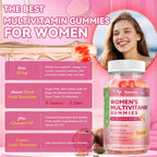 Totaria Sugar Free Multivitamin Gummies for Women 14+ w/Iron, Inositol, Folate, Biotin, Womens Daily Multivitamin Gummy w/Vitamin A, C, B, D3, K2, for Hair, Skin, Energy, Immune, Peach Flavor