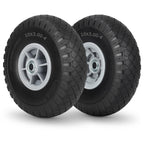 10x3.00-4 Flat Free Tire, 10" Heavy Duty Replacement Tire and Wheel Assemblies, Compatible Cosco Hand Trucks and Trolley Carts, 5/8" Axle Bore Hole, 2.2" Offset Hub, 2-Pack