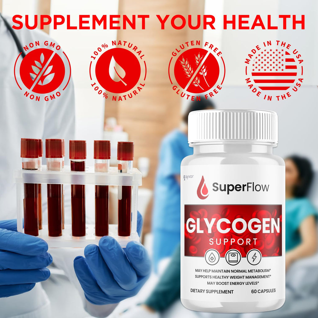 (2 Pack) Super Flow Glycogen Support, Official SuperFlow Advanced Formula Glyco Optimizer Capsules, All Natural Super Flow Pills, Daily Wellness Supplement to Support Healthy Balance (120 Capsules)