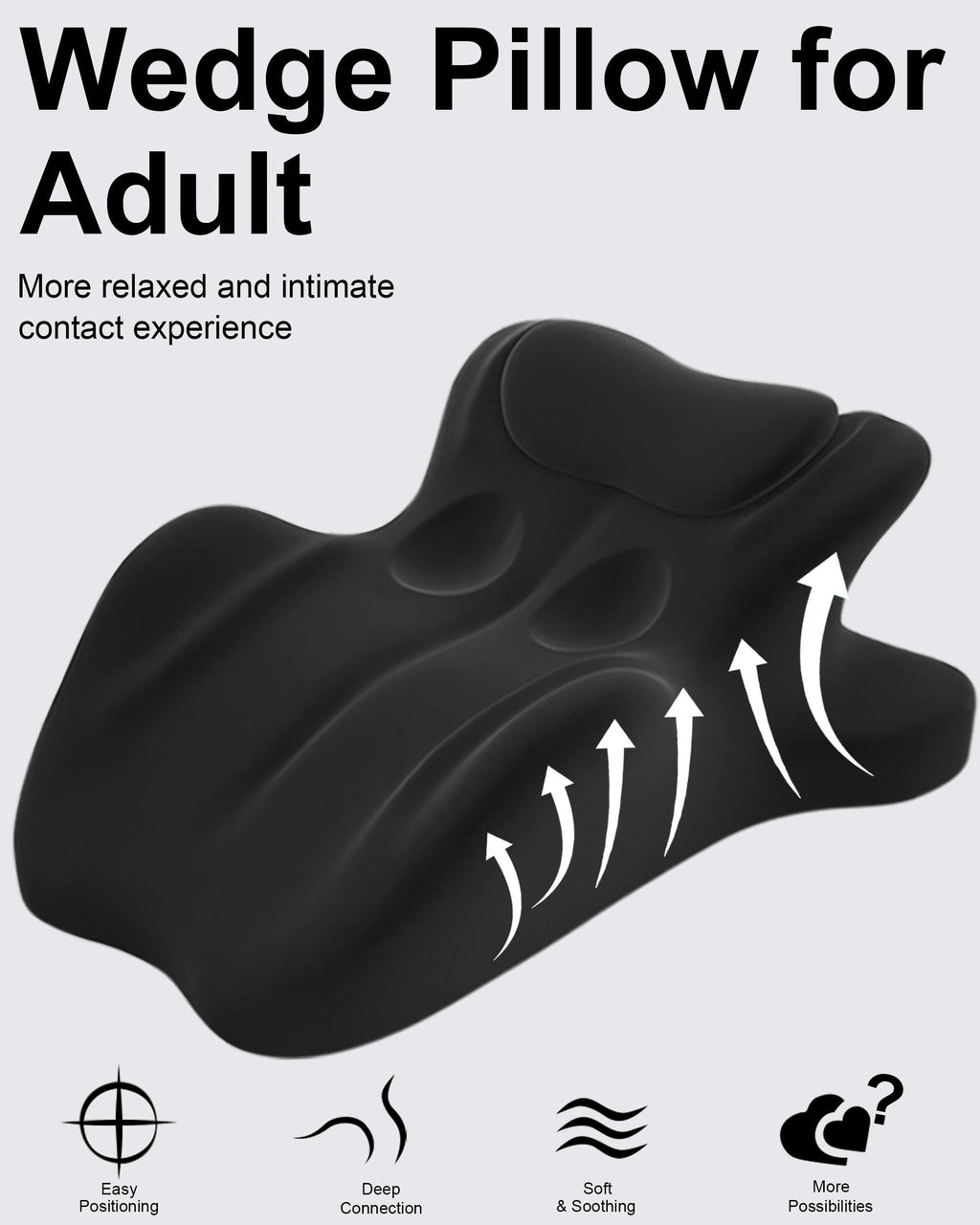 HOMEPAC Sweet Spot Pillow, Memory Foam Support Pillow for Couples, 27 Ergonomic Contoured Lounger Cushion for Back, Lumbar and Body Support, Multi-Functional Comfort Pillow (Black)