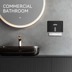 PLUSSEN Paper Towel Dispenser Wall Mount, Adhesive No Drilling Multifold Trifold C Fold Commercial Hand Towel Dispenser,Black