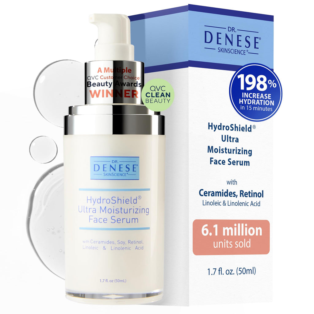 Dr. Denese SkinScience HydroShield Ultra Face Serum 1.7 oz – Retinol & Ceramide Formula for Deep Moisture, Smooth Radiant Skin, Fine Line Care, Barrier Support – Dermatologist Tested & Cruelty Free