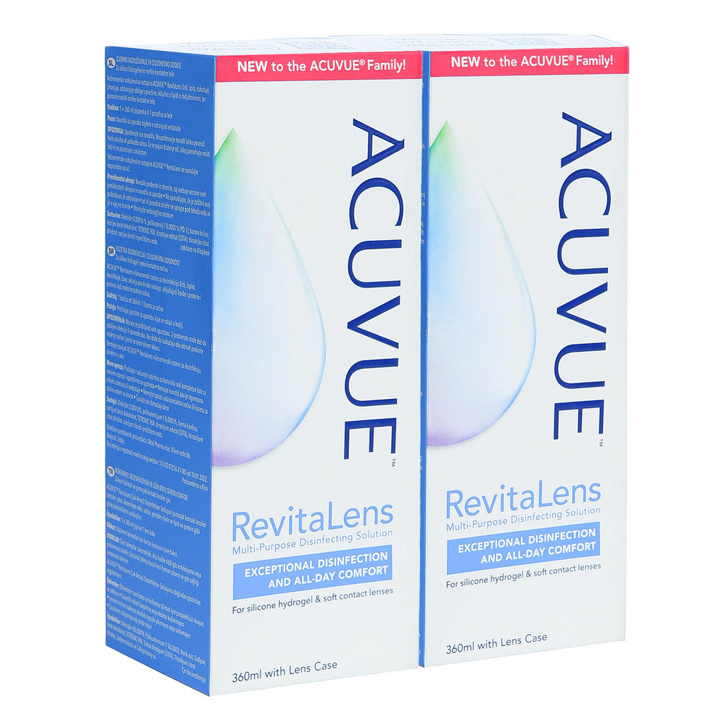 Contact Lens Solution Acuuvueee – Clear Care Alternative – Multi-Purpose Lens Cleaner – Eye Solution for Soft & Hard Contact Lenses – 360 ml with Free Lens Case - Pack of 2