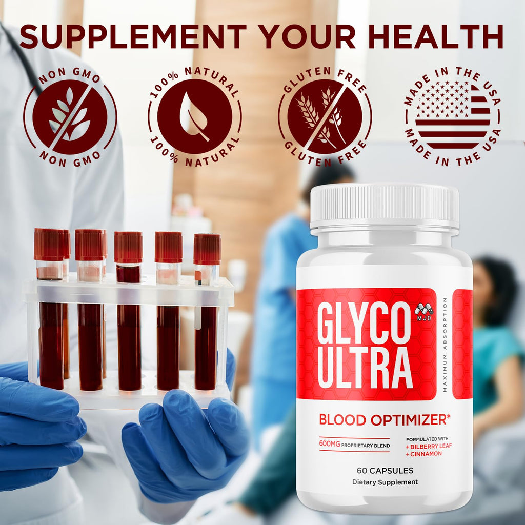 (2 Pack) Glyco Ultra Blood Optimizer Capsules, Official Glyco Ultra Blood Support Pills with All Natural Ingredients, Advance Health & Wellness Supplement with Max Strength Multivitamins(120 Capsules)